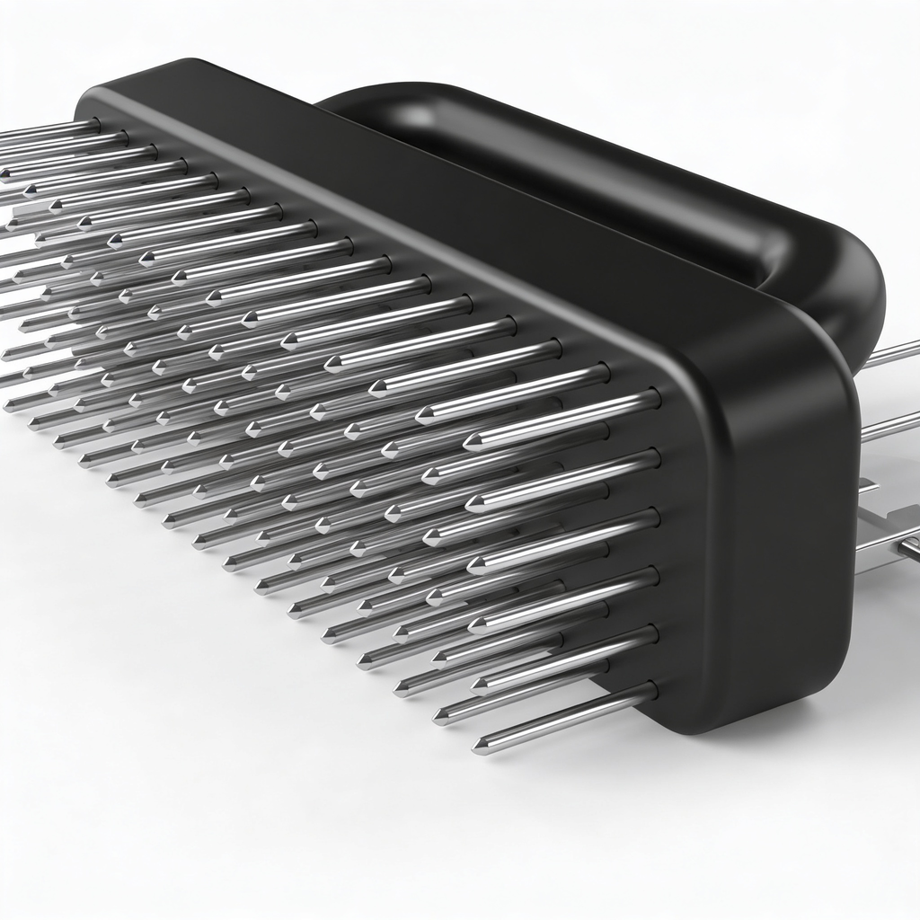 Goodsturer Meat Tenderizer Tool with 48 Stainless Steel Needle Blades, Spring Loaded Meat Tenderizer, Handheld Blade Meat Tenderizer for Steak, Beef, Chicken, Pork, BBQ Grill Kitchen Gadgets (Black*1pcs)